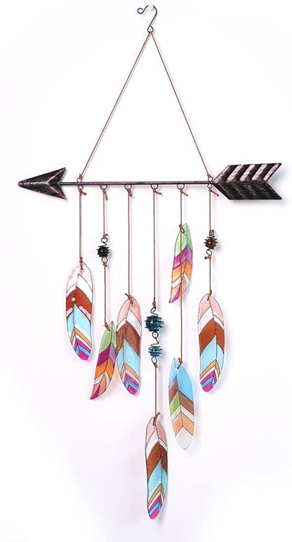 SEINHIJO Metal Arrow Wind Chimes Sandblasted Glass Decor Wall Art Memorial Gift for Outdoor Indoor Mom19.3 Inch