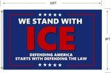 We Stand With Ice Flag 4X6Ft, Defending America Starts With Defending The Law Flags,CIty Banner, Men Women Banner,Vibrant Colors, Double Stitched with 2 Brass Grommets, Bar Garden Street Decoration, GYM, Office Decor,Indoor Outdoor Use,Gifts. (8X12FT)