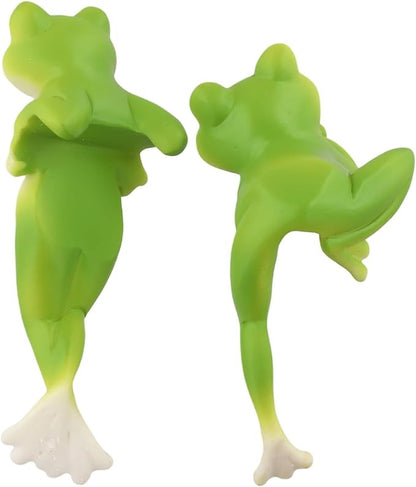 Cute Frog Statues Decorative Figurines, Lightweight Resin Garden Ornaments For Lawn Patio Porch, Weather Resistant Outdoor Decor Set Of 2