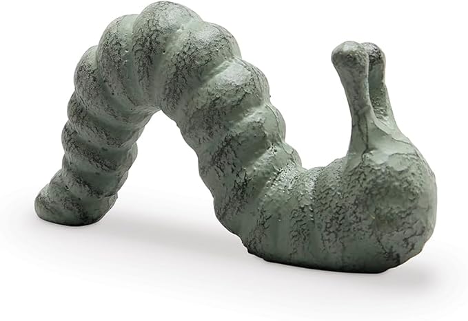 SPI Home Cast Iron Caterpillars Yard Art - Set of 4 Verdigris Finish Metal Inchworms, 2" x 4" x 1"