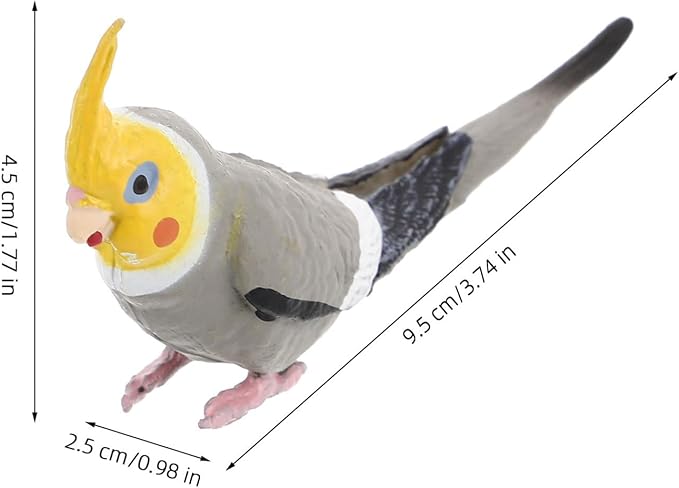 Totority Realistic Cockatiel Ornament 3.74In Solid Bird Figurine Lifelike Parrot Model for Home Office Outdoor Decor Wildlife Sculpture
