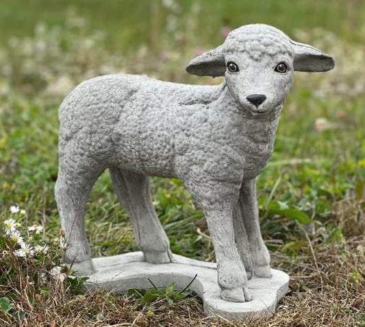Lamb Statue Outdoor or Indoor Sculpture Concrete Lamb Figurine Garden Lamb Decor Realistic Sheep Statue