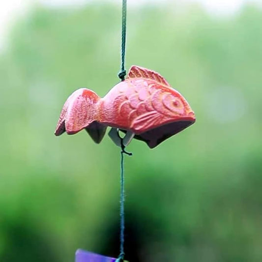 Japanese Goldfish Bless Small Wind Chimes Outdoor, Iwachu Cast Iron Lucky Temple Wind Bell Memorial and Sympathy Wind Chimes for Outside Good Luck for Garden, Patio, Balcony（Goldfish）