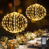 Christmas Ball Lights Outdoor - 2pcs Mix Size Sphere Hanging Globes Warm White