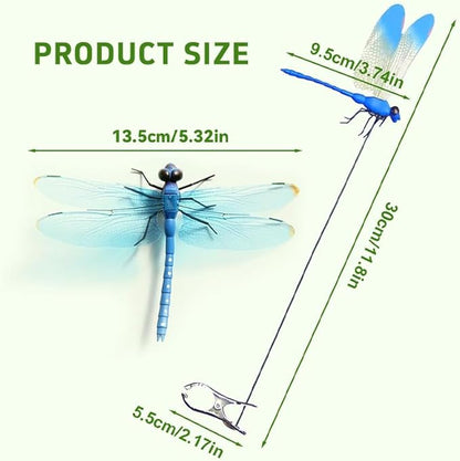 8 Pack Dragonfly Clip, 3D Realistic Fake Dragonflies, Dragonfly Clips for Outdoor Decor, Lifelike Insect Clips for Hats, Garden, Plants & Patio, Waterproof Hanging Ornaments with Wind-Activated Wings