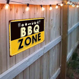 SCAZOMV BBQ Zone Vintage Retro Tin Sign Outdoor Sign Bar Wall Decor Outdoor Pool Backyard Signs 8"X12"