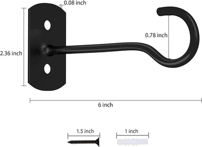 8Pcs Hanging Plant Bracket 6inch Metal Plant Hook Shepherds Hook Decorative Wall Plant Hanger for Hanging Lanterns, Bird Feeder, Flower Basket, Home Decor Indoor & Outdoor Black