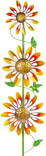 VEWOGARDEN Sunflower Wind Spinners Outdoor Kinetic Garden Wind Spinner with Stakes Metal Garden Decor for Yard Lawn Patio, Yellow