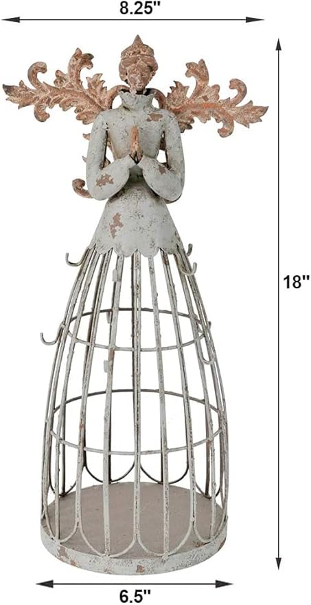 Linfevisi Angel Garden Statue with Hook Indoor Outdoor Antiqued Metal Yard Art Lawn Decor Holiday Decorations Gift Idea 18”H Metal Praying Angel