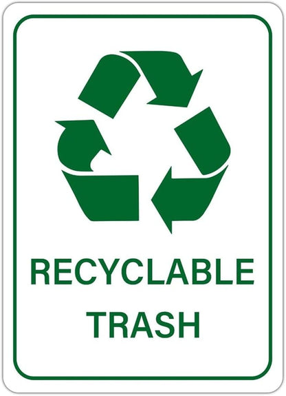 Recyclable Trash Street Metal Signs Vintage No Rust Safety Man Cave Warning Aluminum Metal Tin Sign for Garden Patio Yard Cafe Pub Home Decor Wall Art Print Poster 12x16 Inch