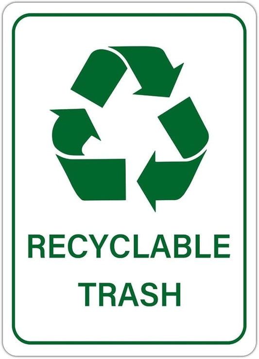 Recyclable Trash Street Metal Signs Vintage No Rust Safety Man Cave Warning Aluminum Metal Tin Sign for Garden Patio Yard Cafe Pub Home Decor Wall Art Print Poster 12x16 Inch