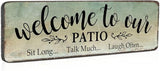 Patio Signs Welcome To Our Patio Sign Wooden Hanging Patio Wall Decor Rustic Patio Sign Outdoor Decoration For Patio, Porch, Front Door, Garden Decor, 16''x5''