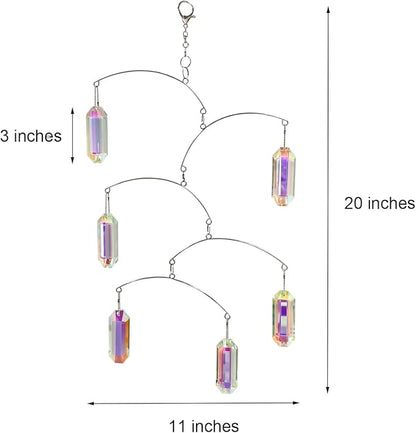DIY Crystal Sun Catcher Wind Chime, Hanging Prisms Rainbow Maker Suncatcher for Home and Garden Decoration (FL-AB76-6CT)