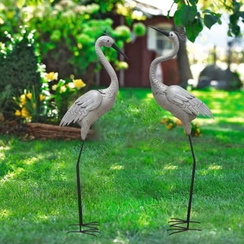 Outdoor Sculptures for Garden Crane Sculpture, Villa Garden Decoration Large Bird Statue Decoration Wrought Iron Crane Animal Metal Sculpture