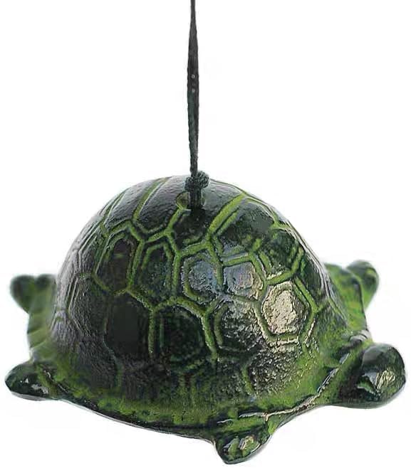 Japanese Traditional Small Wind Chimes for Outside, Iwachu Cast Iron Bless Temple Wind Bell Memorial and Sympathy Wind Chimes Outdoor or Indoor for Good Luck Garden, Tortoise