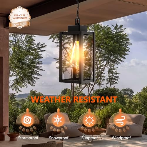 Outdoor Pendant Light - Waterproof Anti-Rust Lantern (2 Pack)