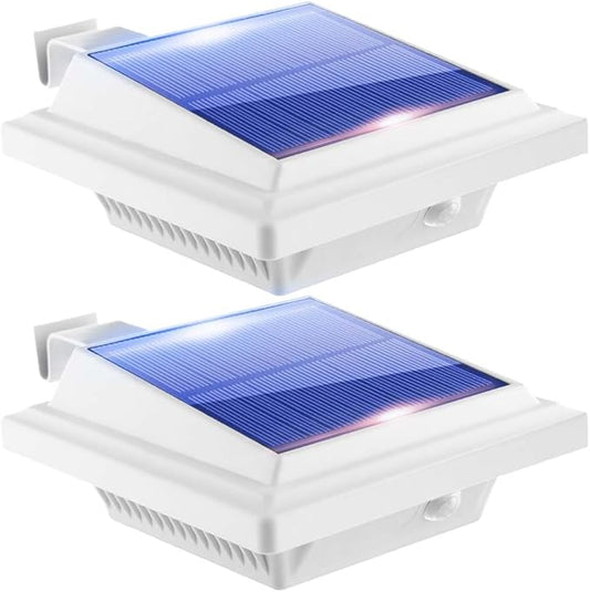 Gutter Lights,40 LEDs Solar Patio Decor Lights, Deck Lights Outdoor Waterproof Fence Lights for Wall Backyard Porch, Patio, Pool,Step Stairs, Yard, Garden, Pathway (2 Pack_White,Cool White Light)