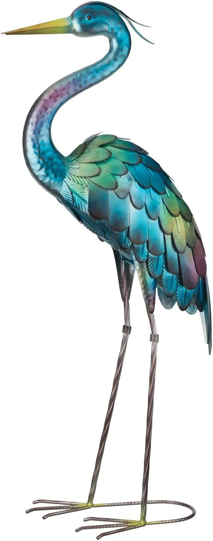 Regal Art & Gift Mystic Crane Metal Statue – Indoor Outdoor Decorative Sculpture for Home & Garden Décor, Weather-Resistant Yard Art Figure for Patio, Lawn - Downward Gaze