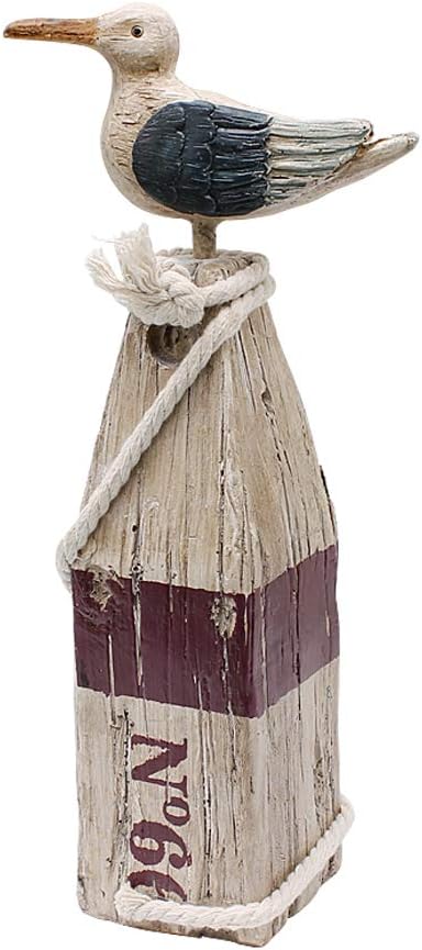 Attraction Design Seagull Statue Figurine Nautical Decoration, Rustic Indoor Outdoor Nautical Beach Theme Room Decor for Living Room Bathroom Home Decor Yard and Garden Statue 11Inch (White B)