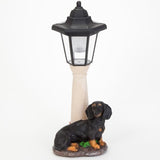 Bits and Pieces - Solar Dog Lantern-Solar Powered Garden Lantern - Resin Dog Sculpture with LED Light (Dachshund) - 13.5" Tall