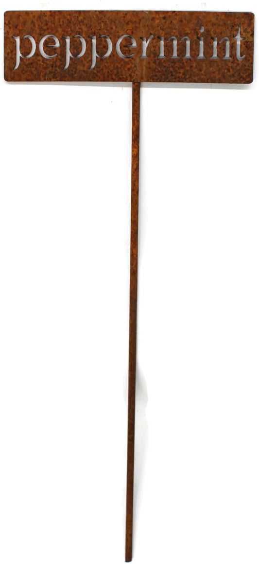 Classic Metal Garden Markers 19 Inches Tall (peppermint, Naturally Rusted)