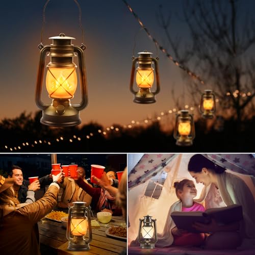 4 Pack Bronze LED Lanterns - Dancing Flame, Battery-Powered, Remote