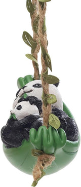 Swing Animals Garden Statue Outdoor Decor, Resin Hanging Animals Figurine Tree Ornaments Yard Art Sculpture for Stump Branch Patio Lawn Decorations (Mom & Baby Panda)