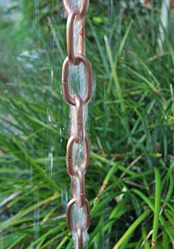 Large Copper Link Rain Chain with Installation Kit (11 Foot)