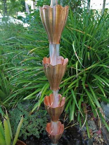 Nutshell Stores XL Scallop Cups Rain Chain - Copper - 13 Feet