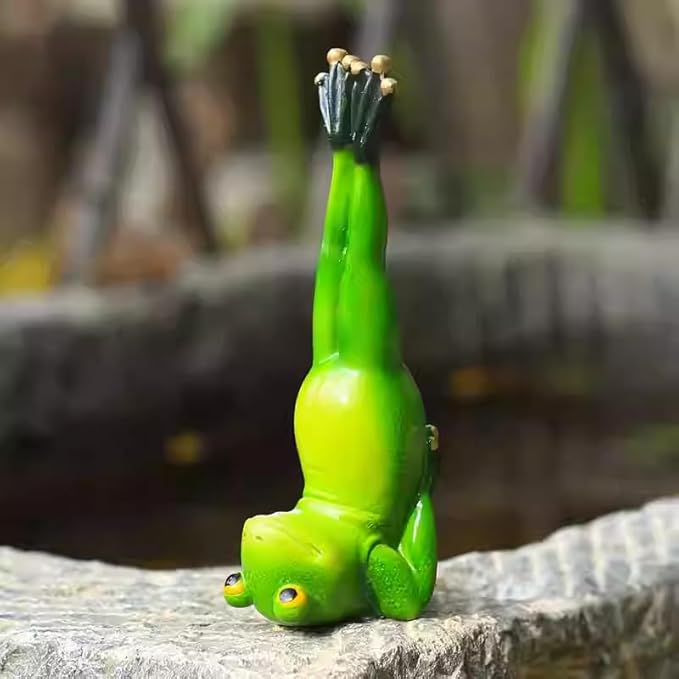 Laid-Back Frog Statue Outdoor Decor for Garden, 5.15" Fairy Yard Figurines Home Sculptures for Lawn Patio Front Porch Backyard