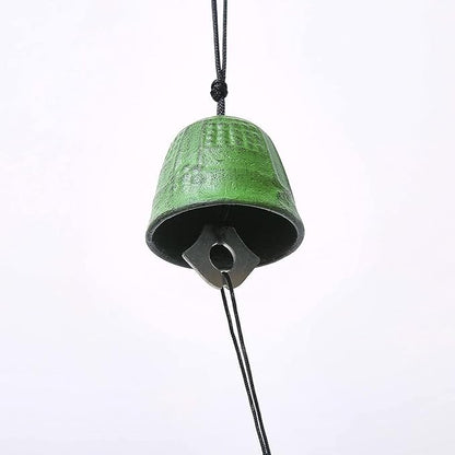 Japanese Bless Small Wind Chimes Outdoor, Green Temple Bell Iwachu Cast Iron Lucky Temple Wind Bell Memorial and Sympathy Wind Chimes for Outside or Indoor for Good Luck Garden, Patio, Balcony