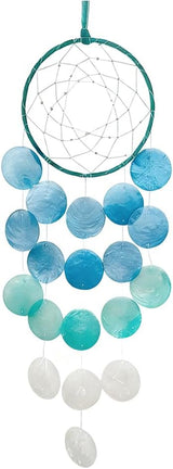 Wind Chimes for Outside, Personalized Capiz Shells Wind Chime for Home Decoration, Garden Decoration of Beach House Decor,Great Gift for Shells Windchimes Lovers and More (Blue Circle)
