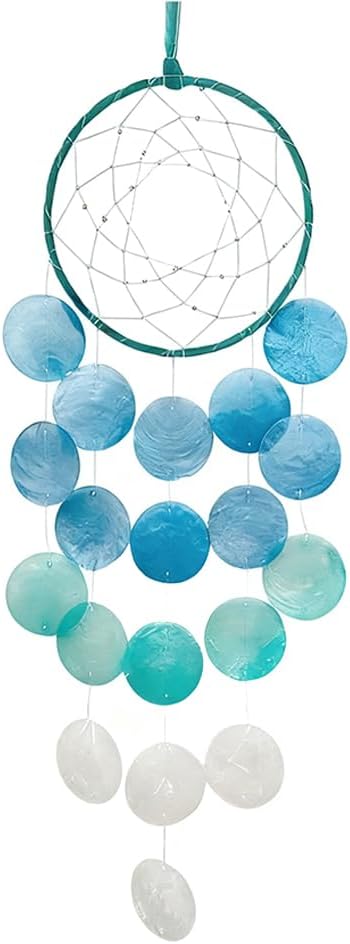 Wind Chimes for Outside, Personalized Capiz Shells Wind Chime for Home Decoration, Garden Decoration of Beach House Decor,Great Gift for Shells Windchimes Lovers and More (Blue Circle)