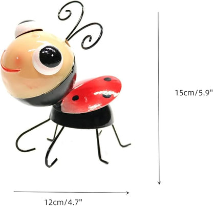 1 Pcs Metal Ladybug Statue Outdoor Insect Statue Cute Ladybug Garden Outdoor Statue Decor for Home Patio Garden Ornament Park Lawn Decoration