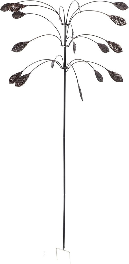 Wind Spinner Kinetic Wind Spinner Falling Foliage Design Wind Sculpture, Rustproof Water Proof Heavy Duty Falling Foliage Kinetic Copper Triple Spinner for Outdoor Garden