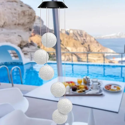Wind Chime Outside Color Changing Ball Wind Chimes, LED Mobile Solar Lamp for Mom Grandma Waterproof Outdoor Solar Lights for Garden Patio Party Yard.