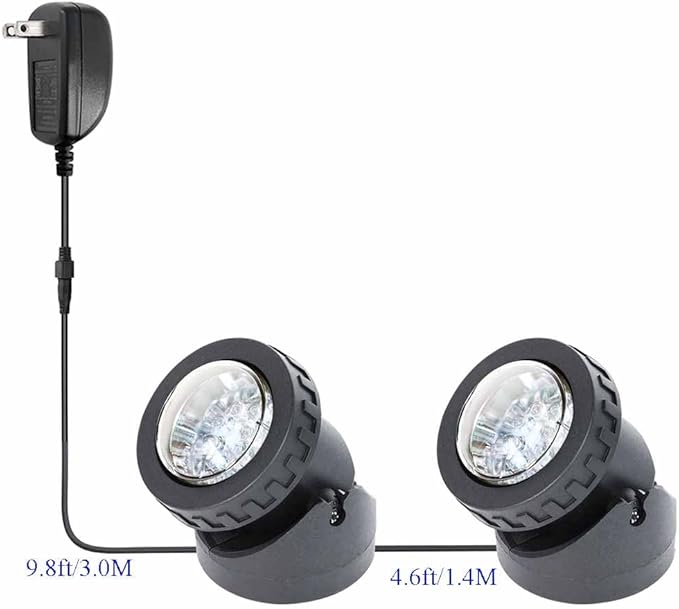 Pond Lights Colored with Timer, Fountain Lights Underwater LED Weighted IP68 Waterproof Dimmable Outdoor Spotlights for Lawn Pond Fountain Waterfall Landscape, 2 Lights