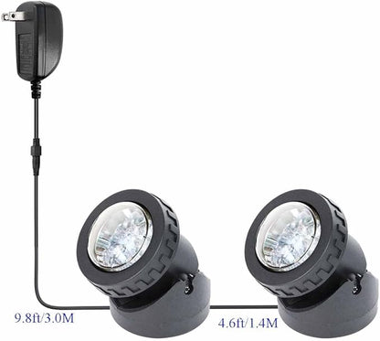 Pond Lights Colored with Timer, Fountain Lights Underwater LED Weighted IP68 Waterproof Dimmable Outdoor Spotlights for Lawn Pond Fountain Waterfall Landscape, 2 Lights