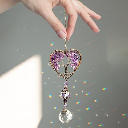 H&D HYALINE & DORA Sun Catcher Crystal Tree of Life Rainbow Maker Drops Hang for Window, Home Decor, Car Charms