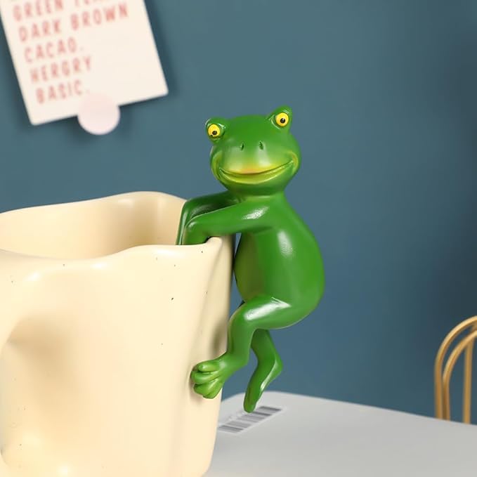 3 PCS Cute Frog Hanging Pot Decorations Statue, Resin Pot Climbing Sculpture Outdoor Statues, Frog Yard Decorations Outdoor