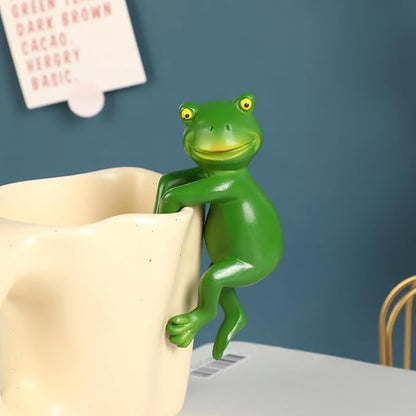 3 PCS Cute Frog Hanging Pot Decorations Statue, Resin Pot Climbing Sculpture Outdoor Statues, Frog Yard Decorations Outdoor