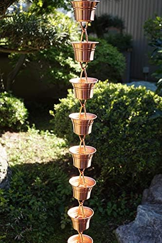 MORIKUNI Made in Japan Authentic Traditional Rain Chain/Downspout/Made of Pure Copper/Available in 4 Styles, 5-16 ft/Optional Decorative Weight Available (Trumpet, 12, Feet)