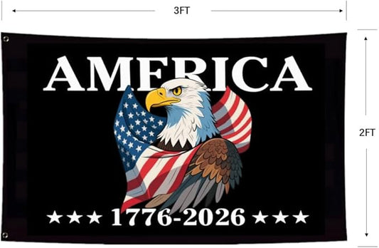250 Years Of Freedom Black Flags 2X3Ft, 1776-2006, 250th Birthday Flag, Double Side Printed, Men Women Banner,Vibrant Colors, Double Stitched with 2 Brass Grommets, Bar Garden Street Decoration, GYM, Office Decor,Indoor Outdoor Use,Gifts. (2X3FT)