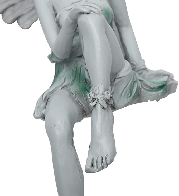 Sitting Fairy Garden Statue,Angel Yard Statues Outdoor Resin Crafts Flower Decor Park Lawn Decoration Home Patio Garden(Color:White)