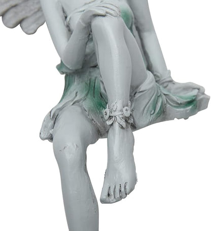Sitting Fairy Garden Statue,Angel Yard Statues Outdoor Resin Crafts Flower Decor Park Lawn Decoration Home Patio Garden(Color:White)