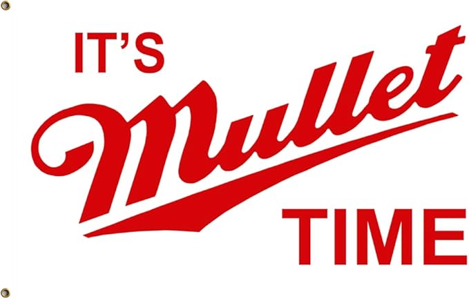 It's Mullet Time Flag Funny College Tapestry Cool Parade Banner Indoor and Outdoor Party Room Decorations 3x5 Feet