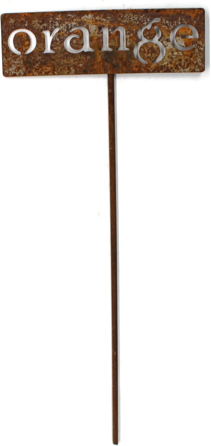 Classic Metal Garden Markers 19 Inches Tall (orange, Naturally Rusted)