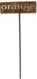 Classic Metal Garden Markers 19 Inches Tall (orange, Naturally Rusted)