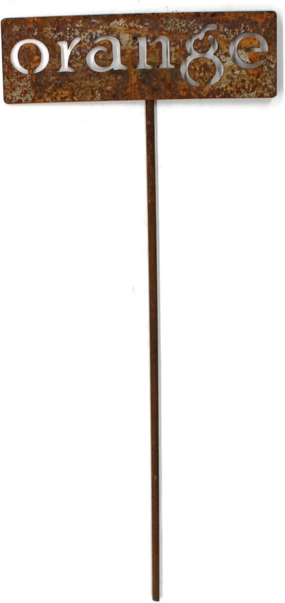 Classic Metal Garden Markers 19 Inches Tall (orange, Naturally Rusted)