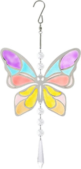 Wind Spinner Suncatcher Colorful Butterfly for Outside Durable 3D Stainless Steel Wind Pendant Hanging Art Ornaments for Garden Yard Balcony Decor